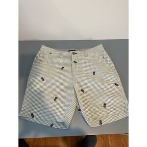 Tommy Hilfiger womens shorts seersucker pineapple embroidery size 32